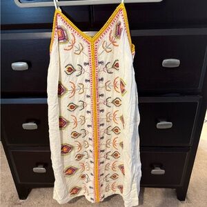 Embroidered White Dress with Multicolor Accents